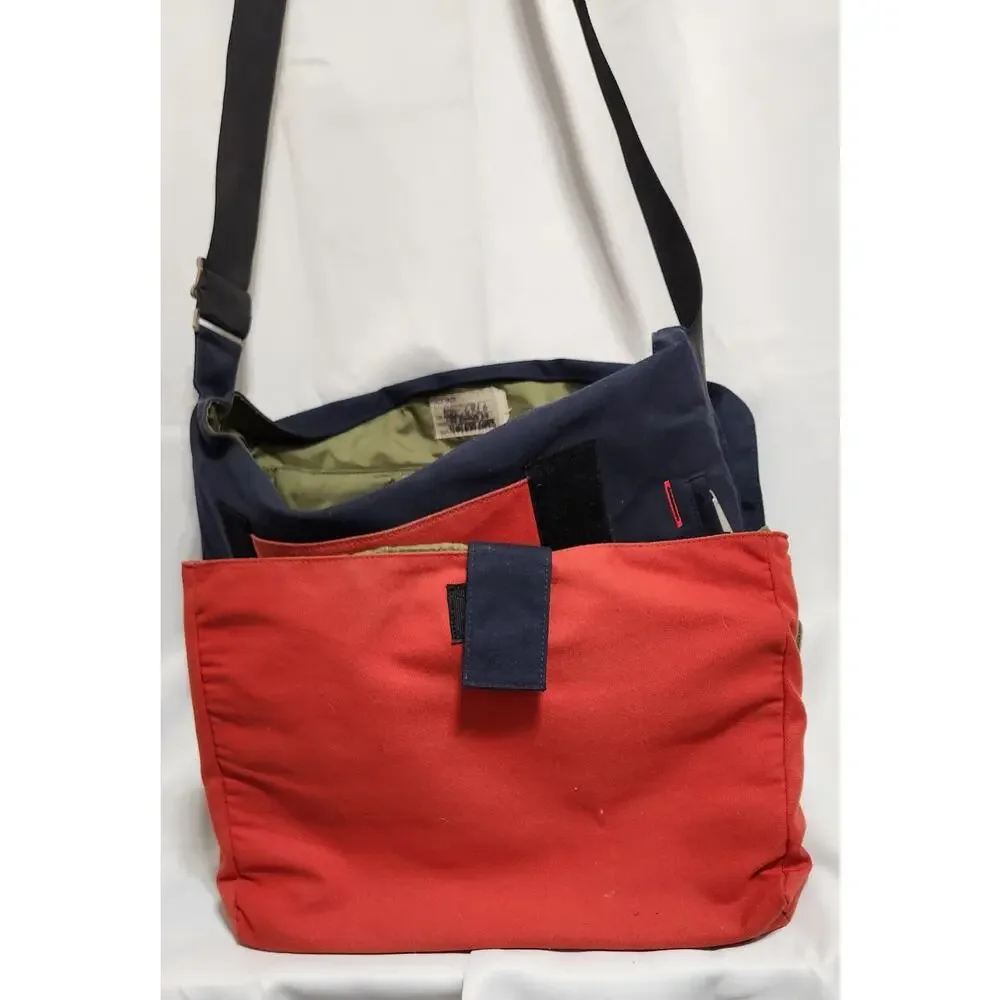Authentic Jack Spade Navy‎ Street Canvas Messenger Bag w/ Laptop Sleeve Red